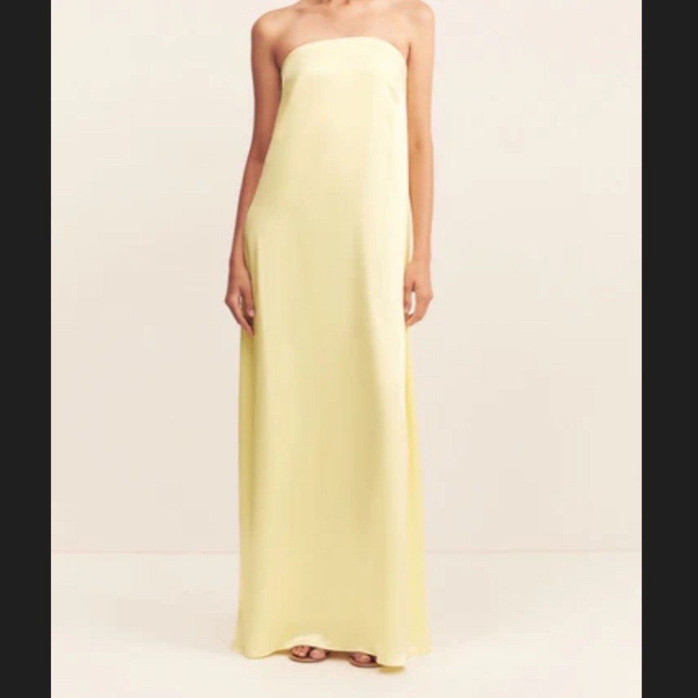 Shona Joy La Lune Strapless Column Maxi Dress in Lemon